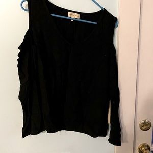 Black open shoulder long sleeve shirt